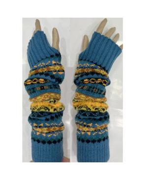  Mitaines-manchons-tricotées-ethnique-laine-nordique-Turquoise-porté-avant