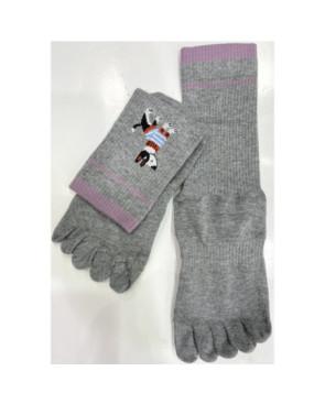 Chaussettes-anti-dérapantes-5-doigts-anti-dérapant-chien-porté-dos-gris