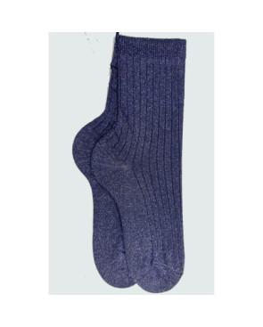 Chaussettes-coton-lurex-cotes-chics-Bleu-marine