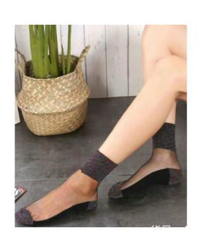Chaussettes Crystal noir Transparente Rebord Lurex