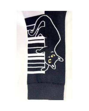 Chaussettes Noires touches de piano Chat noir rigolos