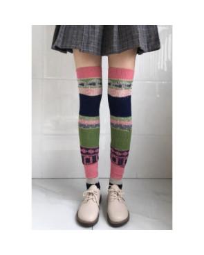 GUETRES-COTON-PATCHWORK-VERT-ROSE-MARINE