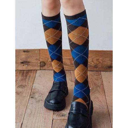 Mi bas Argyle Brun Bleu
