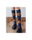 Mi bas Argyle Brun Bleu