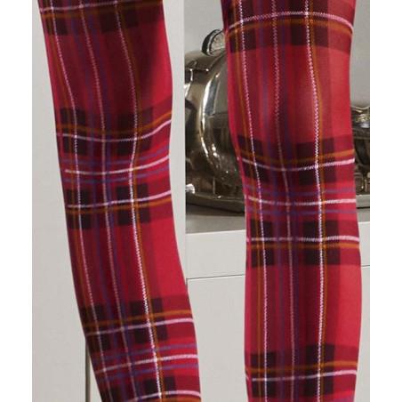 Collant opaque écossais rouge tendance