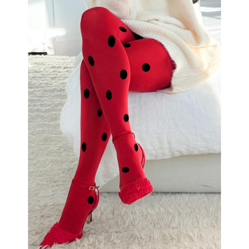 Collant Sakura Rouge Pois Noirs