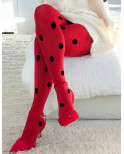 Collant Sakura Rouge Pois Noirs