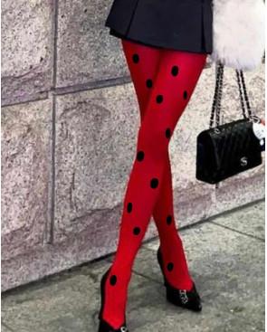 Collant Sakura Rouge Pois Noirs