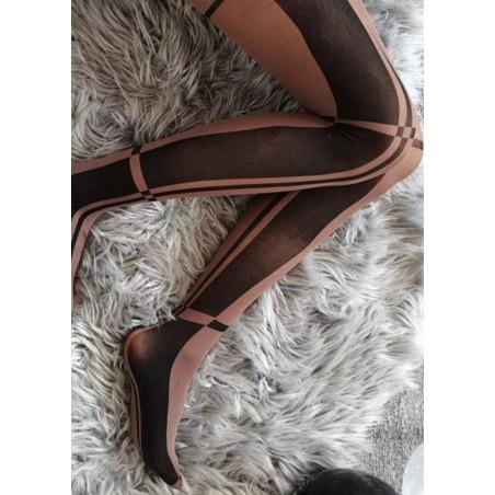 Collant-les-petits-caprices-imprimé-Rectangles-asymétriques-chocolat-noirs