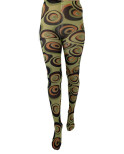 Collant Opaque Imprimé Cercle Disco vert Seventies