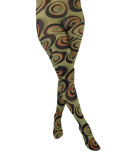 Collant Opaque Imprimé Cercle Disco vert Seventies