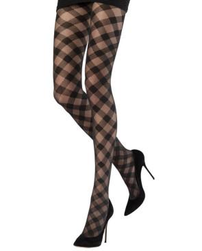 Collant-Emilio-Cavallini-Tartan-oblique-5F38-noir