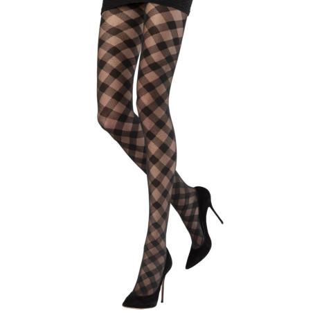 Collant-Emilio-Cavallini-Tartan-oblique-5F38-noir