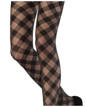 Collant-Emilio-Cavallini-Tartan-oblique-5F38-noir-détail