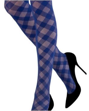Collant-Emilio-Cavallini-Tartan-oblique-5F38-bleu-royal-détail