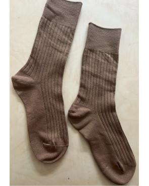 Chaussettes-coton-cotes-classique-café-latte