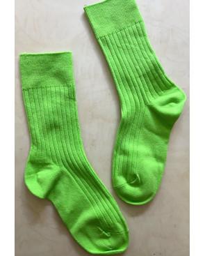 Chaussettes-coton-cotes-classique-vert-fluo