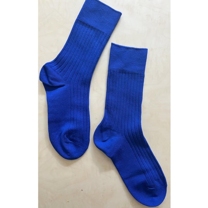 Chaussettes-coton-cotes-classique-bleu-royal
