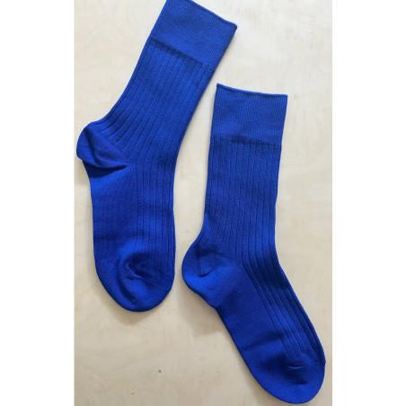 Chaussettes-coton-cotes-classique-bleu-royal
