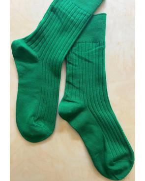 Chaussettes-coton-cotes-classique-vert-élégant-détail