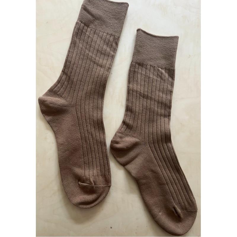 chaussettes cotes chics coton classiques café latte