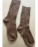 chaussettes cotes chics coton classiques café latte