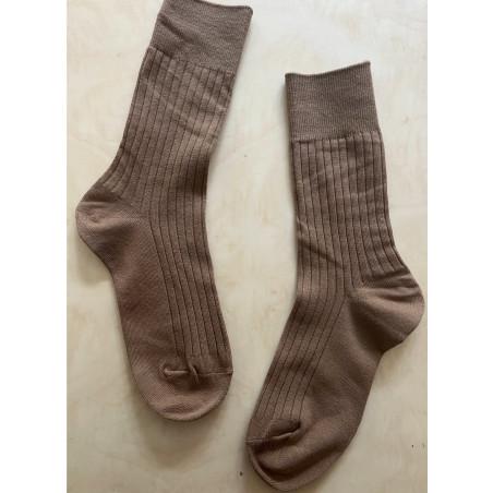 chaussettes cotes chics coton classiques café latte