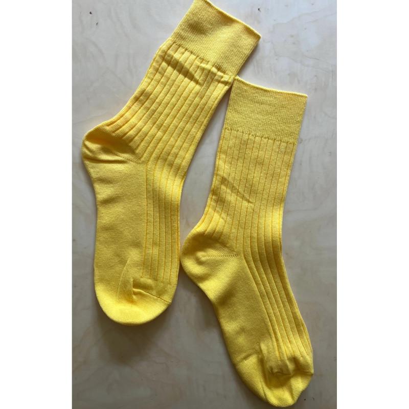 chaussettes cotes chics coton classiques jaune citron