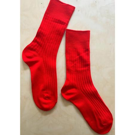 chaussettes cotes chics coton classiques Rouge