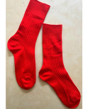 chaussettes cotes chics coton classiques Rouge