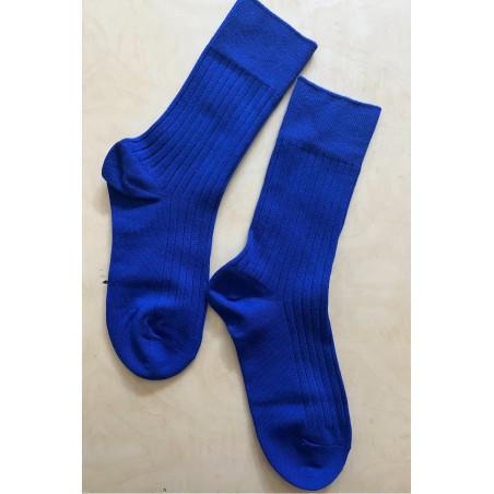 chaussettes cotes chics coton classiques bleu royal