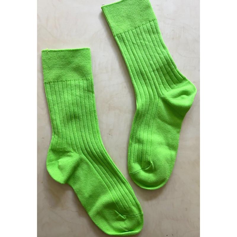 chaussettes cotes chics coton classiques vertes fluo