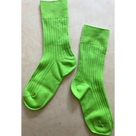 chaussettes cotes chics coton classiques vertes fluo