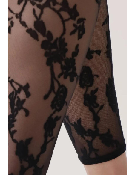 collant sans pieds noir en dentelle Oroblu