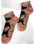 Socquette Berthe aux Grands Pieds Papillons rose or