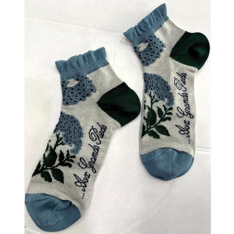 Socquette Berthe aux Grands Pieds Hortensia Bleu