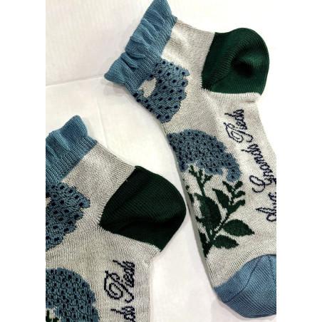 Socquette Berthe aux Grands Pieds Hortensia Bleu