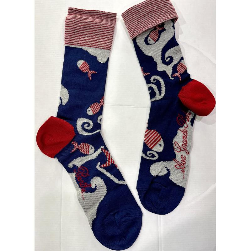 Chaussettes Berthe aux grands Pieds Flots Poissons rouges Chaussettes Berthe aux grands Pieds Flots Poissons rouges