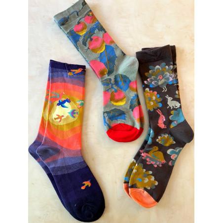 Coffret  3 paires Chaussettes animaux psychédéliques