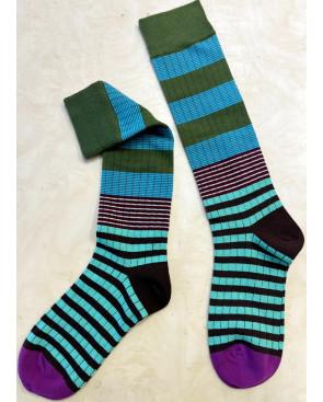 Mi-bas-fantaisie-rayures-patchwork-bleu-vert