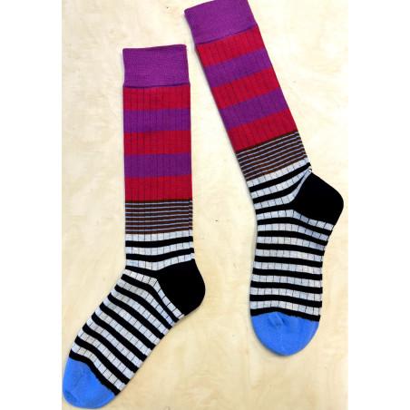 Mi bas Rayures PAtchwork Bi colore