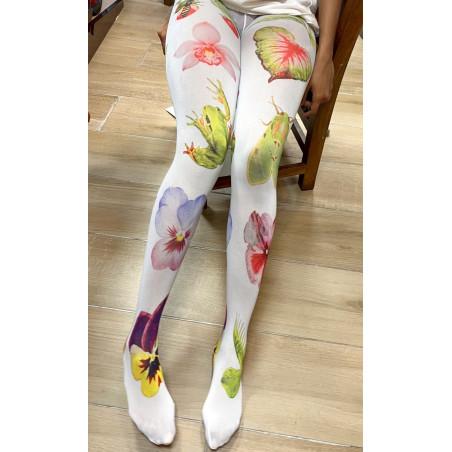 Collant imprimé petit Caprices Grenouilles fleuries