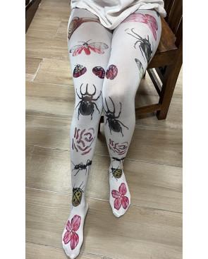 Collant imprimé petit Caprices insectes et fleurs