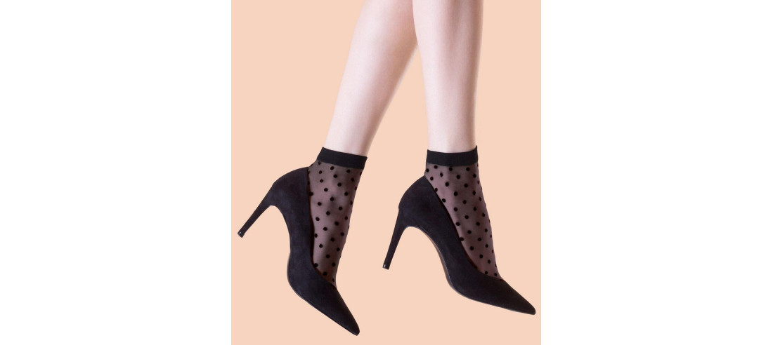 Chaussettes Plumetis Fiore noir ton sur ton