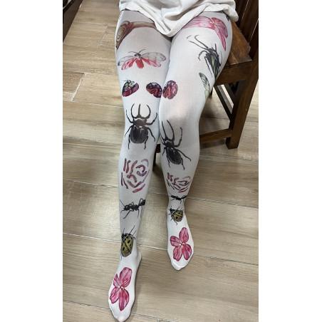 Collant imprimé petit Caprices insectes et fleurs
