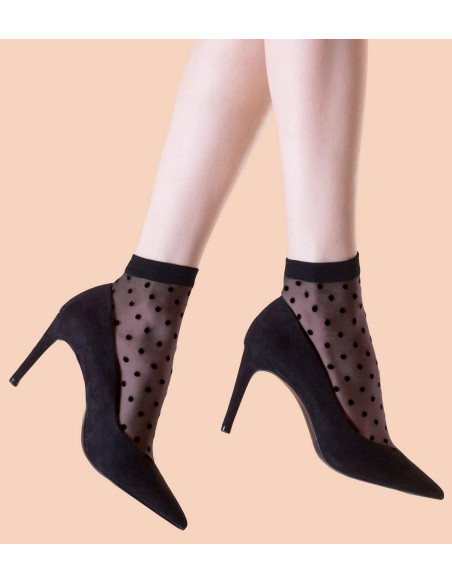 Chaussettes Plumetis Fiore noir ton sur ton