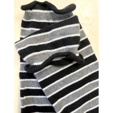 Guetres laine Douce rayures bicolore chic gris Noir