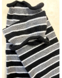 Guetres laine Douce rayures bicolore chic gris Noir