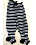 Guetres laine Douce rayures bicolore chic gris Noir