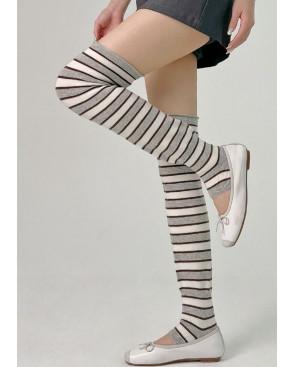 Guetres laine Douce rayures bicolore chic gris corde